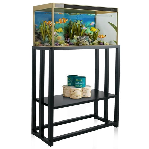 Heavy Duty Metal Fish Tank Stand - Adjustable Reptile Tank Stand for 20 Gallon Aquarium - Accessories Storage - 24.8" x 13"W x 30.1"