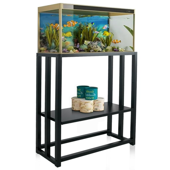 Stand de Réservoir de Poisson en Métal Résistant - Stand de Réservoir de Reptile Réglable pour Aquarium de 20 Gallons - Stockage d'Accessoires - 24.8 "x 13" L x 30.1 "