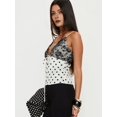thumbnail image 4 of Women Polka Dot Print Tank Top Lace Trim Bralette Spaghetti Strap Y2k Camisole White Polka Dots L, 4 of 9