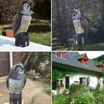 Hedoc 2 Pack Fake Owl Decoys to Scare Birds Away(15 inch), Rotating Head Sculptures, Nature Enemy Scarecrow Plastic Statues, Pest Repellent,Pigeon Deterrent Outdoor Yard, Garden Protectors