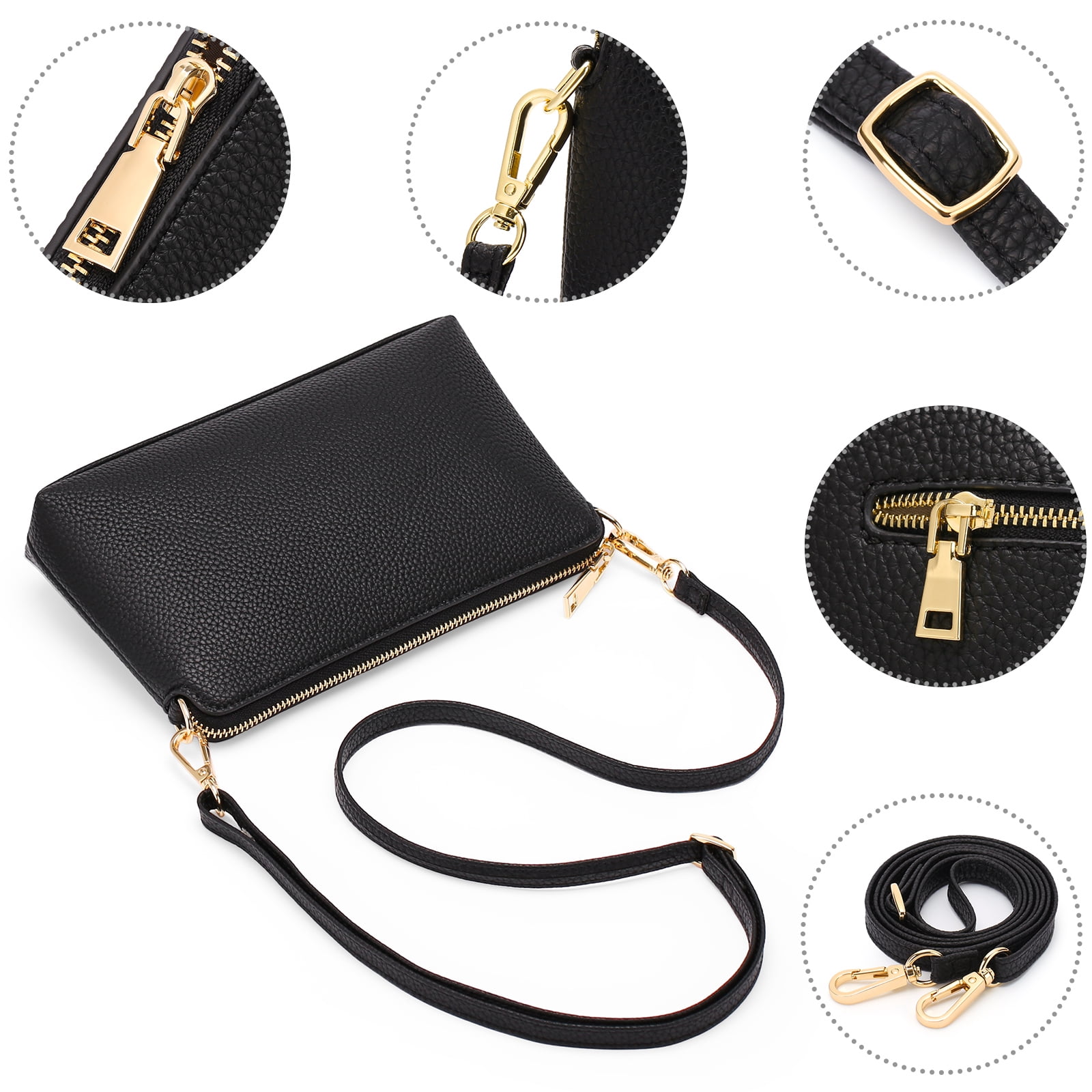 GAEKEAO Crossbody Bags for Women RFID Blocking Leather Shoulder Purse with Adjustable Strap & Top Zipper
