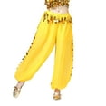 thumbnail image 2 of SWSMCLT Women's Dance Costume Lightweight Pants Dance Loose Fit Fringe Metal Bloomers Winter Hippie Belly Yellow Small-Large, 2 of 5