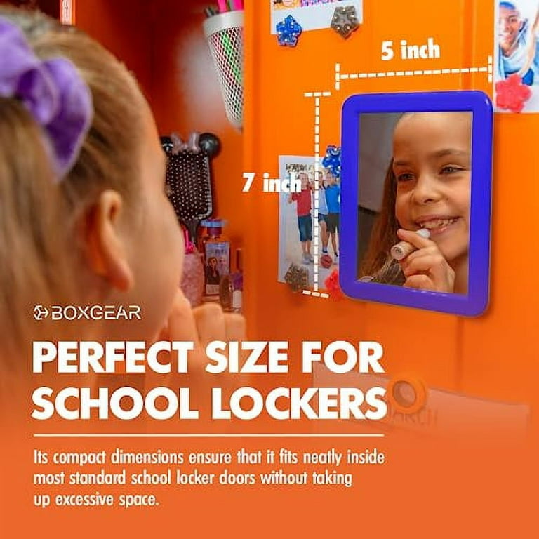 Boxgear Magnetic Locker Mirror - 5 x 7- for School Locker, Bathroom, Household Refrigerator, Locker Accessory, Workshop Toolbox or Office Cabinet