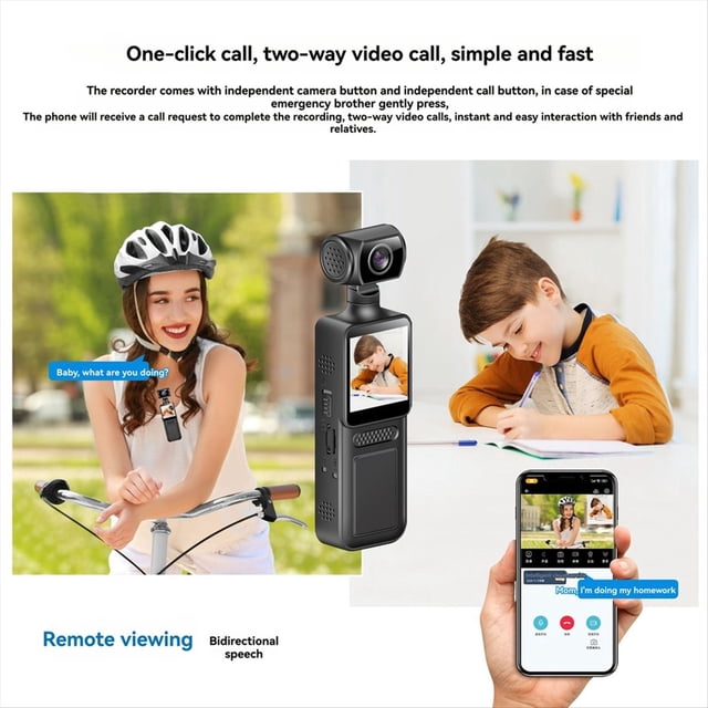 4G Protable Digital Camera 2K Pocket Motion Camera 180 Degrees Rotate Bike Driver Recorder Body Worn Camera 128G