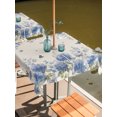 thumbnail image 3 of Square Outdoor Tablecloth with Umbrella Hole Blue Hydrangea Outside Table Cloth Waterproof Patio Table Cover Farmhouse Floral Butterflies Rustic Beige Zipper Tablecloths for Picnic Camping 60x60 Inch, 3 of 8