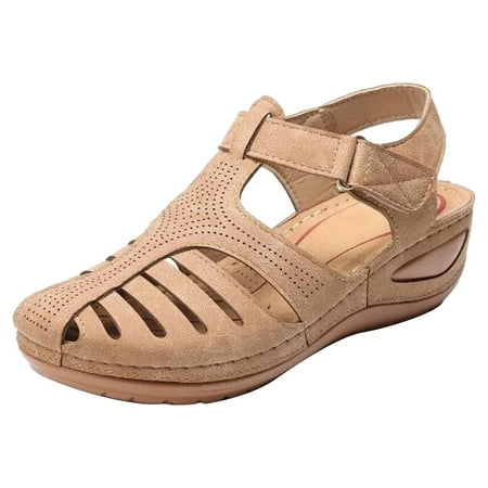 2025 Clearance under $5 asdoklhq Casual Shoes for Women Soft Leather Closed Toe Vintage Anti-Slip Sandals for Women High-quality