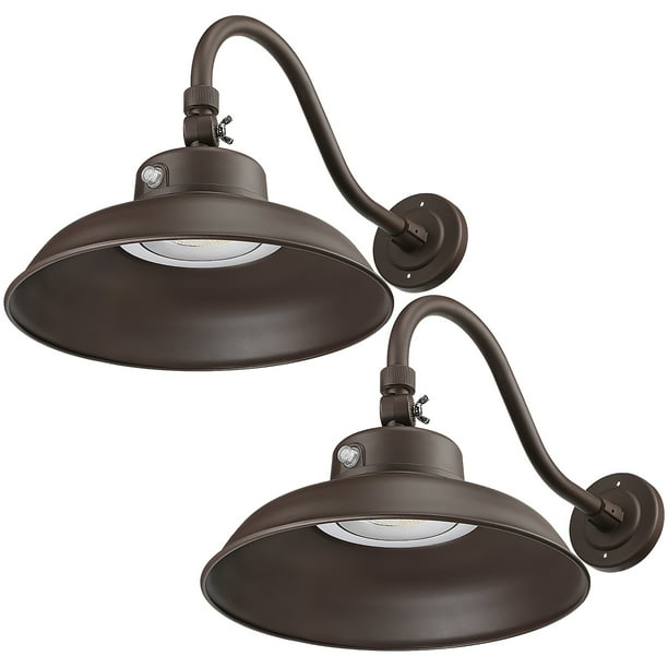 LEONLITE 2Pack 40W Dusk to Dawn LED Gooseneck Barn Light, Swivel Head
