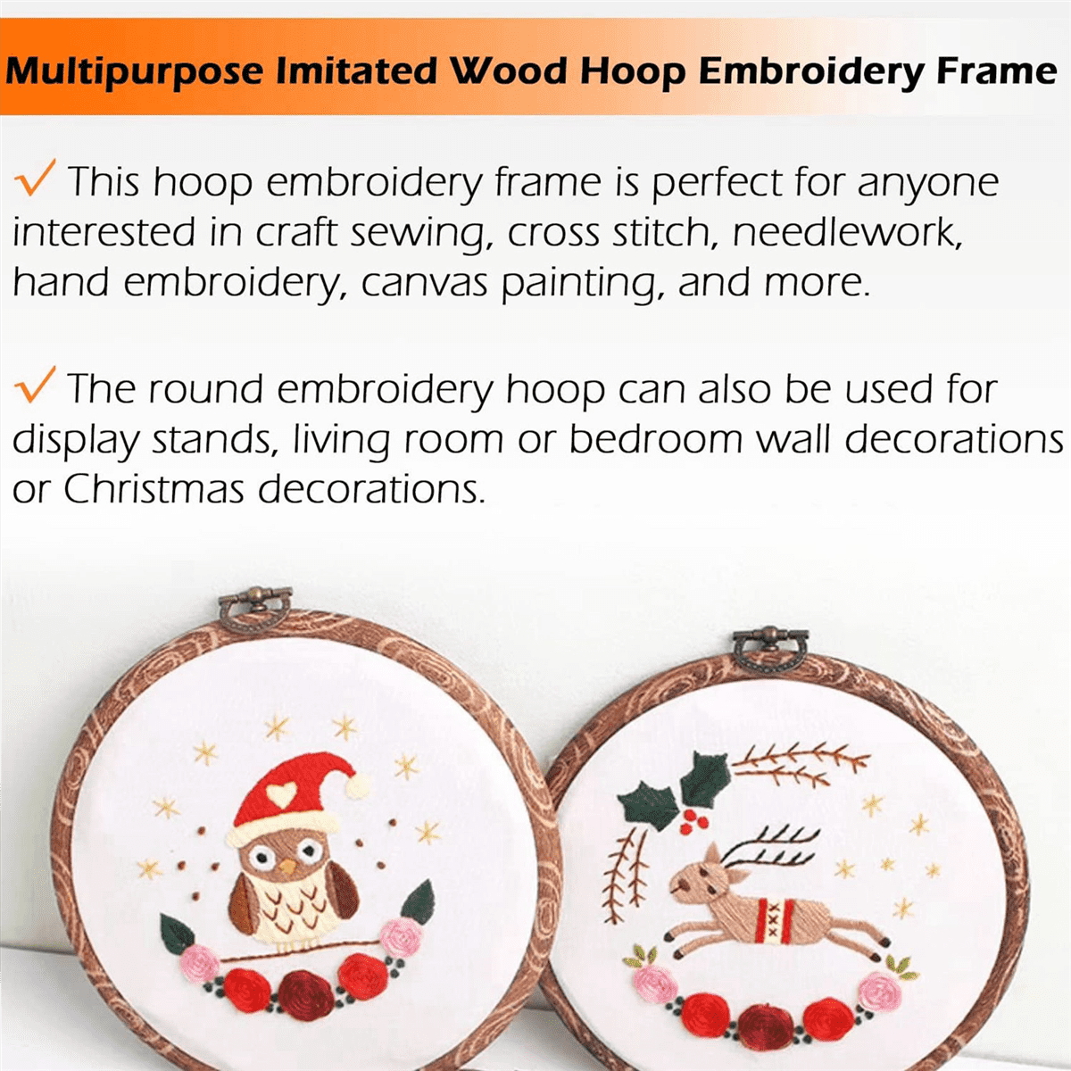 12Pcs Embroidery Hoops 3.93 Inch Round Embroidery Frame with Metal Ring Imitated Wood Embroidery Circle Embroidery Hoop