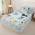 thumbnail image 3 of Manfei Cute Dog Lover Zipper Twin Comforter Sets with Fitted Sheet and 2 Pillowcases, Cartoon Daisy Zipper Bedding Set, Light Blue, Polkadot Reversible, 4pcs, 3 of 7