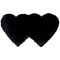 thumbnail image 2 of Double Heart Shaped Area Rug 2'x4' Fluffy Faux Sheep Skin Fur Area Rug Modern Carpet Fuzzy Rug Mat for Bedroom, Dorm, Luxury Room Decor, Black, 2 of 3