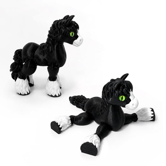 KGJQ 3D Printed Articulated Pony Figurine, Movable Joints Cute Horse Toy with Realistic Eyes, Mini Desktop Decor, Compact Collectible Model for Desk Display & Stress Relief Gift