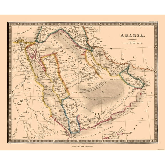 Historic Map - Arabia - Wylde - 27.98 x 23 - Vintage Wall Art