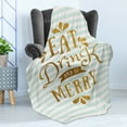 thumbnail image 4 of Eat Drink and Be Merry Soft Flannel Fleece Blanket, Christmas Typography Greeting Tradition Western Holiday, Cozy Plush for Indoor and Outdoor Use, 70" x 90", Ginger Mint Green White, by Ambesonne, 4 of 5