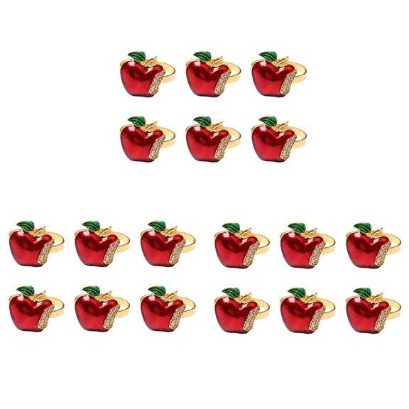 Servilleteros Set de 18, Servilletero de Manzana Roja para Boda, Cena, Banquete, Servilleta para Navidad, Cumpleaños