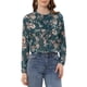 thumbnail image 1 of Camisa floral de manga larga con botones y cuello con volantes para mujer Inspire Chic en verde, 1 of 6