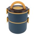 thumbnail image 1 of Bento Box, Heat Preservation Food Grade 2 Tiers 1600ml Capacity Stackable Lunch Box  for Travel for Home for Office Blue,Red,Green, 1 of 7