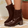 thumbnail image 2 of UngA Womans Boots Soft Slouchy Flat to Low Heel Pull On Fall Weather Winter Mid-Calf Boots for Women Brown,Size 7.5, 2 of 7