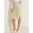 thumbnail image 4 of DARING DIVA Women's Business Knee Length High Waist Bodycon Suit Skirt M Light Khaki, 4 of 6
