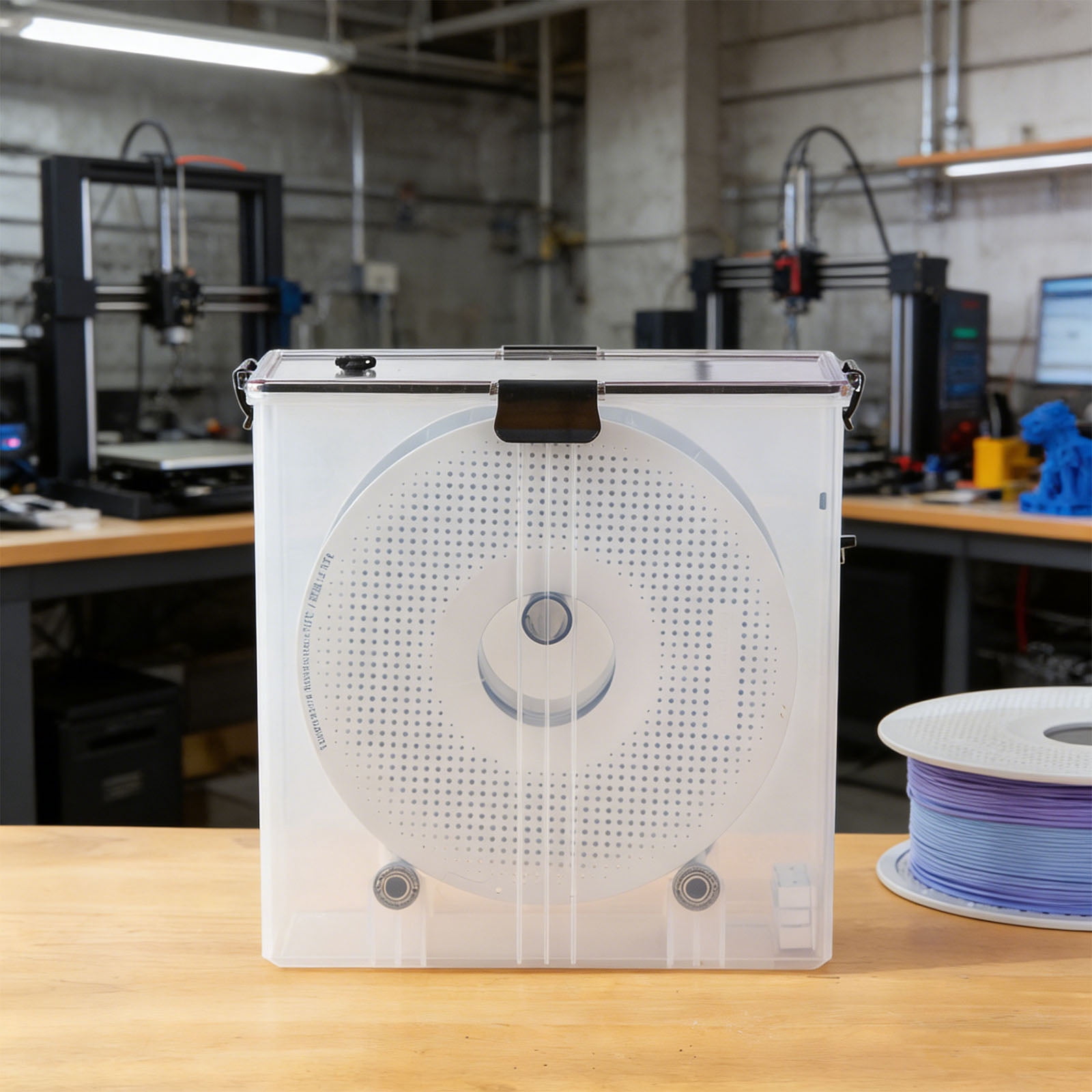Compact Filament Storage Case Featuring Visible Body For Easy Monitoring Of 3D Printing Supply stage