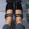 thumbnail image 6 of HomeDM Womens Mary Jane Ballet Flats Ankle Strap Dressy Comfortable Closed Toe Flats Wedding Dress Shoes, Black Size 8.5, 6 of 9