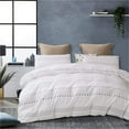 thumbnail image 1 of 3 Pcs Queen Boho Duvet Cover, Grey Geometric Pattern Printed on White Soft Mircofiber Bohemian Comforter Cover Bedding Set, 1 of 7