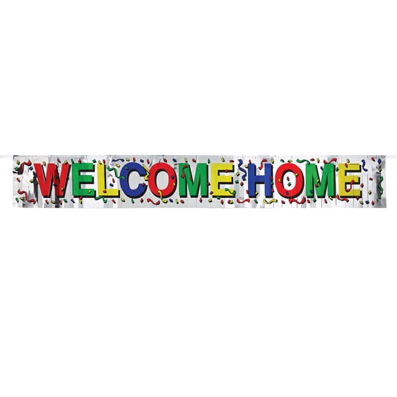 Metallic Welcome Home Fringe Banner, 8" x 5', (2/Pkg)