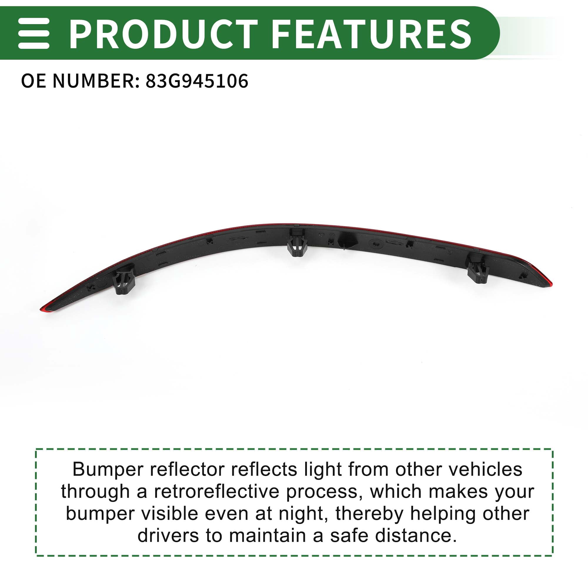 Unique Bargains Bumper Reflector Side Marker for Audi Q3 F3 2018-2022 No.83G945106