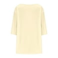 thumbnail image 4 of Fesfesfes Women's Casual Blouses Fashion Flowy Pleated Hem Classic Round-Neck Thress-Quarter Sleeves T-shirt for Daily Summer Outings Wear (Beige,3XL), 4 of 5