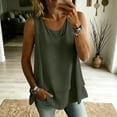 thumbnail image 2 of Tank Tops for Women Cotton Linen Round Neck Sleeveless Blouse Button Down Shirts Casual Top, 2 of 9