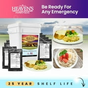 Heavens Harvest 25 Year Family Survival Food Kit + Waterproof Bucket, Emergency Freeze Dried Food Supply (60 servings)