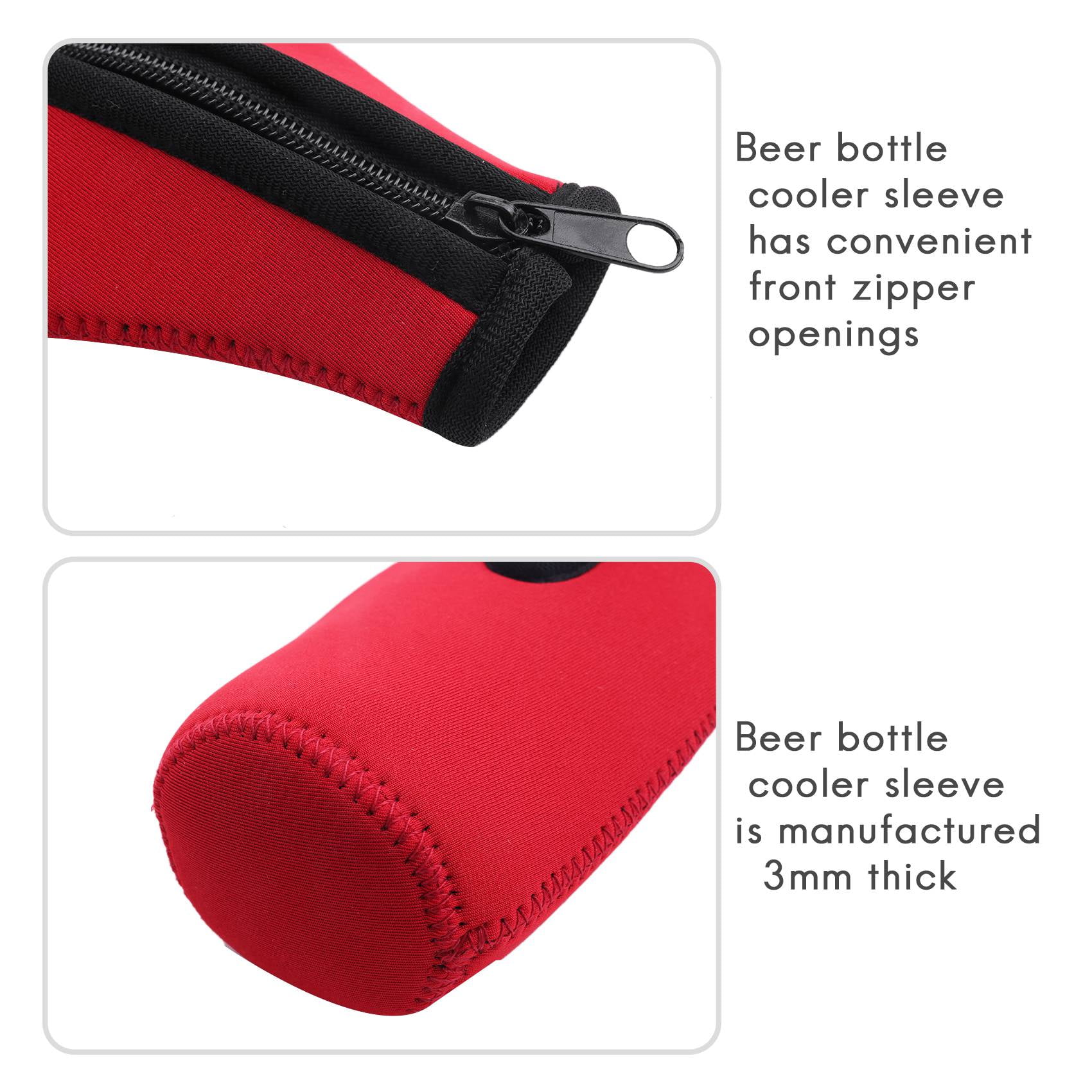 4 Pcs Beer Bottle Insulator Sleeve Different Color. Zip-up Bottle Jackets.  Keeps Beer Cold and Hands Warm. Classic Extra Thick Neoprene with Stitched
