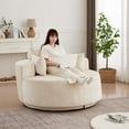 thumbnail image 2 of Leumius 55" Oversized Round Swivel Accent Chair,Upholstered Polyester 360 Degree Swivel Chair for Living Room, Bedroom, Lounge and Projection Room,Beige, 2 of 13