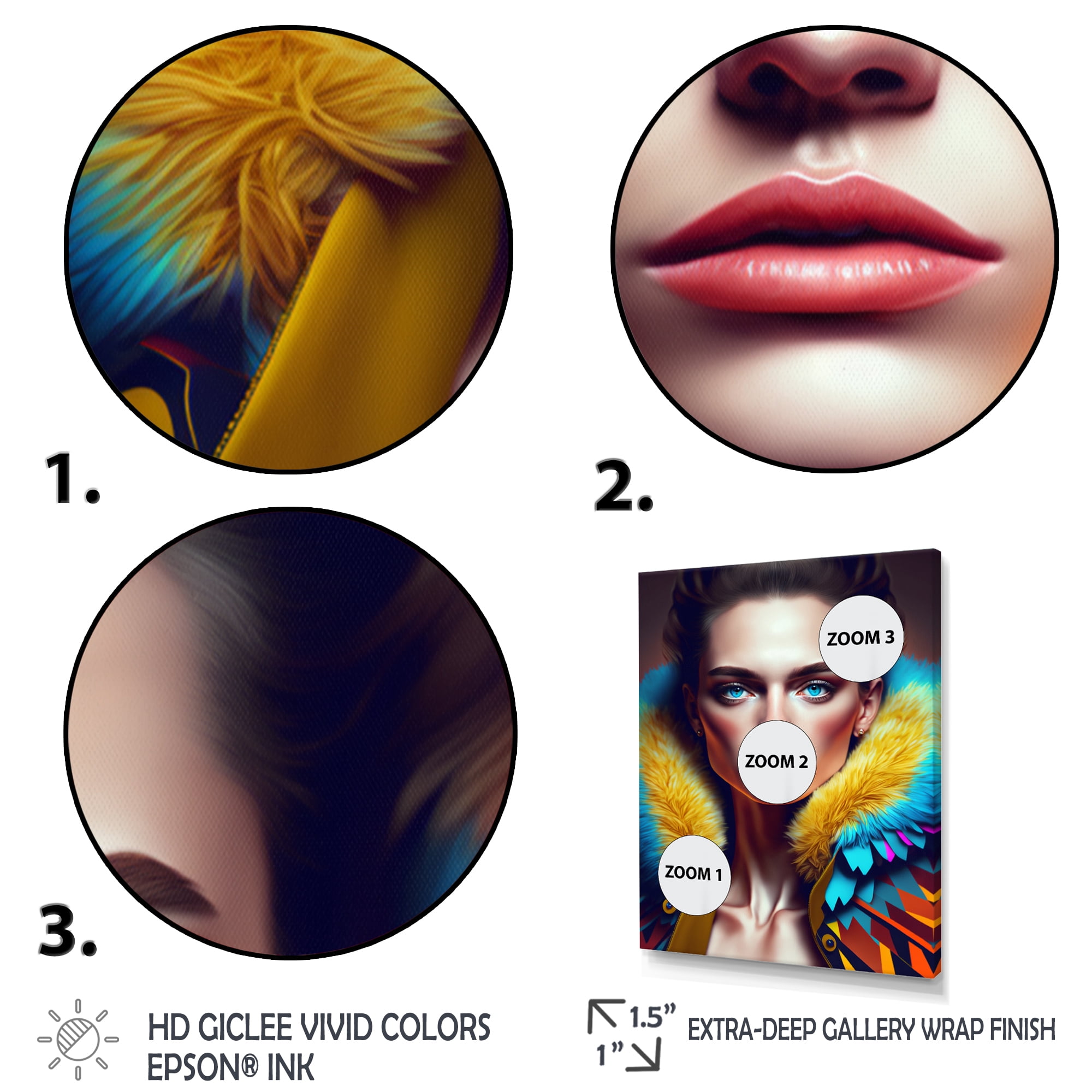 Designart Colorful Sensual Woman In Fur Coat V Canvas Wall Art