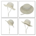 thumbnail image 3 of Curuila Infant Kids Girls Boys Fisherman Hat With Straps Solid Color Summer Soft Comfortable Caps Beige Size 0-1 Y, 3 of 4