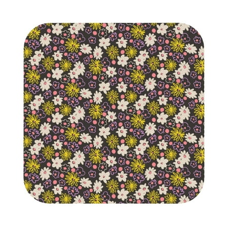 

Qekee Flowers Daisy Print PU Leather Absorbent Coasters Leather Coasters Set for Cups Drinks 4 Coasters 6 Pcs for Coffee Bar Home Decor Square