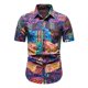 thumbnail image 1 of Camiseta de Manga Corta de la Moda Casual de los Hombres de la Impresión Del Botón Del Cuello de Vuelta, Top Ligero para Al Aire Libre, Diario Y Verano, 1 of 9