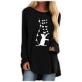 thumbnail image 2 of Hauts d'Entraînement pour Femmes Mode Dames Décontracté Ample Col Rond T-Shirt à Manches Longues Imprimé Chat Haut Hauts Habillés pour Femmes en Liquidation, 2 of 4