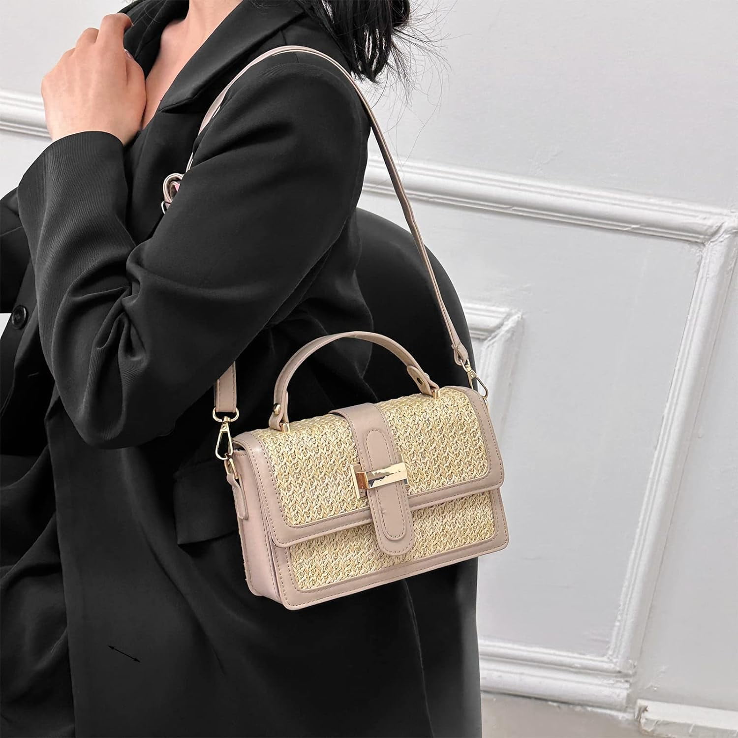 Kukuzhu Straw Crossbody Bags for Women, Summer Straw Purses and Handbags Shoulder Clutch Bag for Vacation