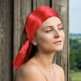 thumbnail image 6 of Uxcell 35 Inch Square Satin Head Scarf Silk Feeling Hair Scarf for Women, Red 2Pcs, 6 of 6