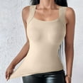 thumbnail image 6 of Fanxing Womens Tank Tops Built-in Bra Ribbed Cami Tanks Lightweight Undershirt Tank Tops Beige,S, 6 of 8