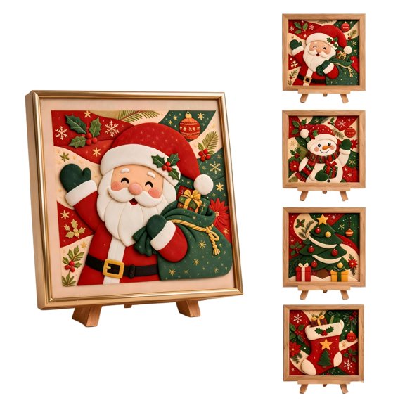 Clearance Christmas Fabric Poke Art Kits for Adults, Arts and Crafts Sewing Kit for Beginners, Handicraft Santa Christmas Crafts Decorations