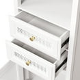 thumbnail image 4 of EUROCO 63" Storage Cabinet with Rattan Door,Boho Style Slim Tall Cabinet,Mid Century Modern Tower Cabinet,Country Style Freestanding Organizer with Metal Handles,White, 4 of 5