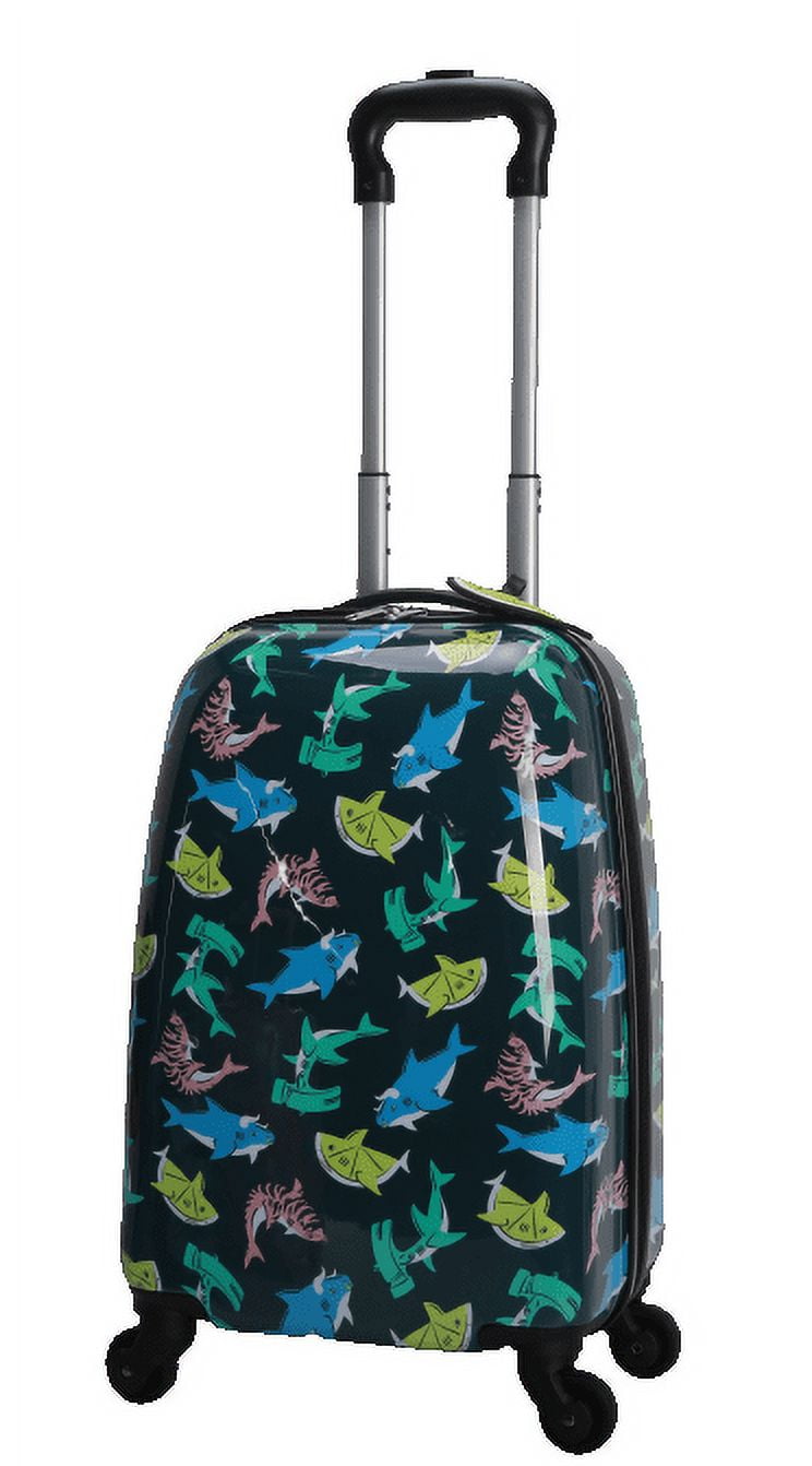 CRCKT 21-inch Jawsome Hardside Carry-On Kids Luggage With Luggage Tag, Black Shark Print