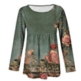 thumbnail image 4 of MEICHEN Womens Long Sleeve Tops Casual Blouses Fall Pleated Trendy Tee Shirts Vacation Fashion Clothes, 4 of 5