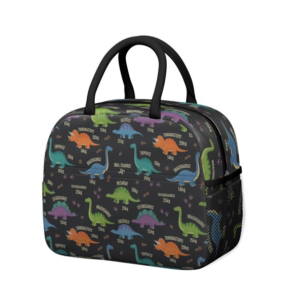 Womens Black Dinosaurs with Weight Tags Lunch Box for Work,Insulated Lunch Bag for Women,Loncheras Para Mujer,Leakproof Adult Lunch Bag for Work,Beach,Travel,Picnic,Camping