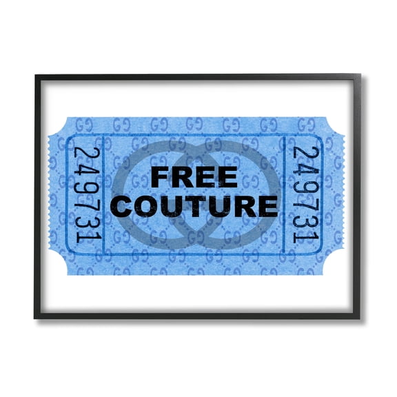 Stupell Industries Free Couture Blue Ticket Stub Beauty & Fashion Painting Black Framed Art Print Wall Art