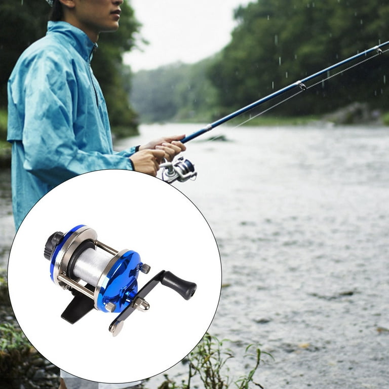 unbranded Fishing Reel Mini Metal Wheel Bait Casting Speed Right Sea Line  Vessel Wire Tackle Adjustable Tool Trolling Spinning Blue 