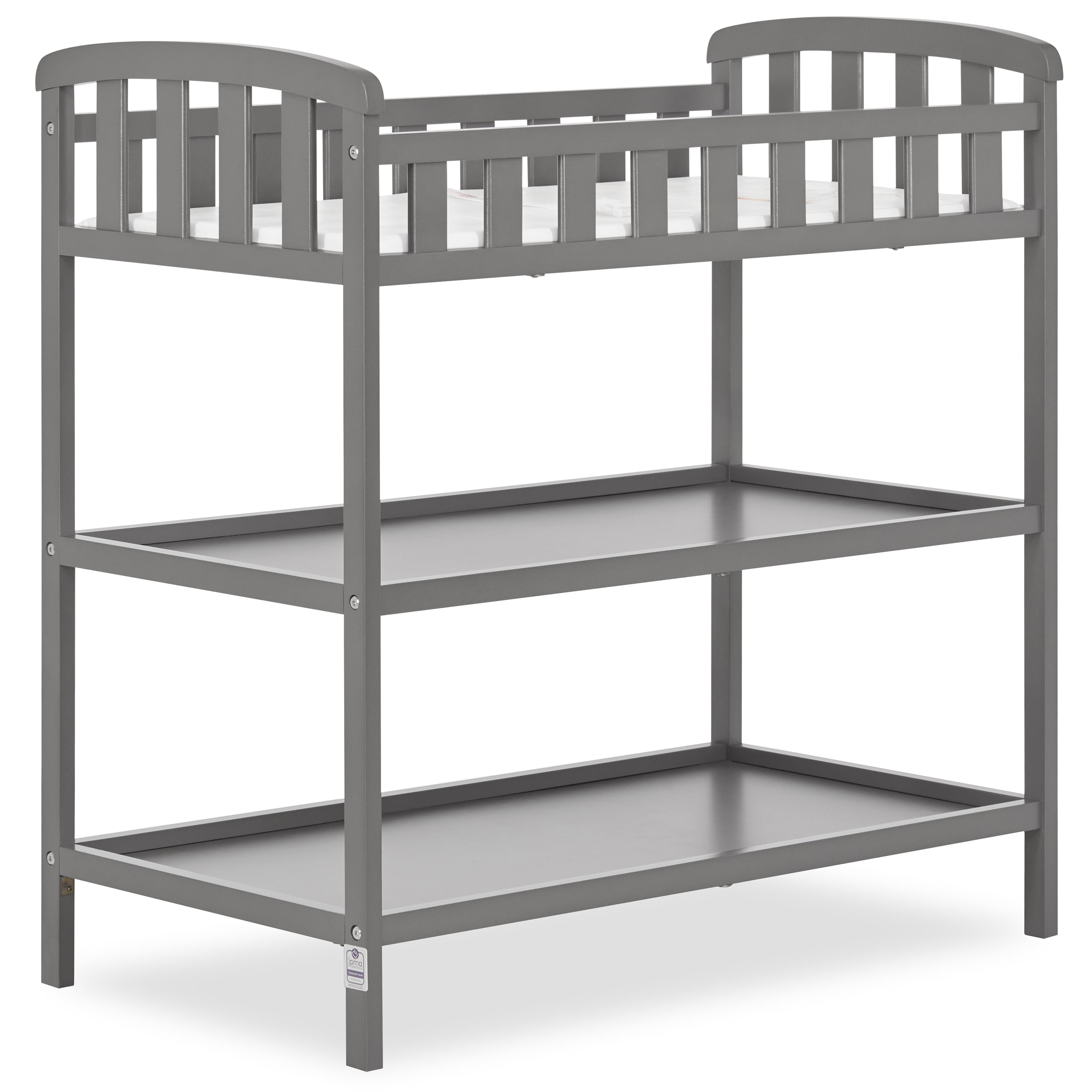 Nursery Bundle Dream On Me Violet Convertible Lifestyle Crib, Dream On Me Ashton Changing table, with a Dream On Me Honeycomb Orthopedic Firm Fiber Standard Crib Mattress in Storm Grey