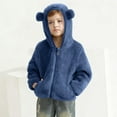thumbnail image 2 of Lenpel Toddler Baby Fuzzy Fleece Hoodies Boys Girls Long Sleeve Zip up Ear Hooded Sweatshirts Plush Warm Jackets(Blue,2-3 Years), 2 of 6
