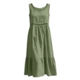 thumbnail image 5 of Dvprdro Cotton Linen Crew Neck Sleeveless Loose A Line Midi Dress for Women Summer Beach Casual Solid, 5 of 7